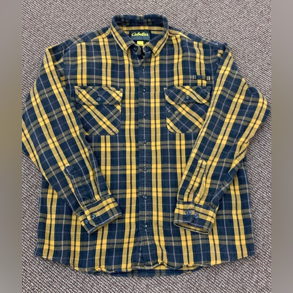 Men’s XL Tall 100% Cotton CABELA’S Heavy Duty Plaid Flannel Sportsman Work Shirt - Picture 3 of 14